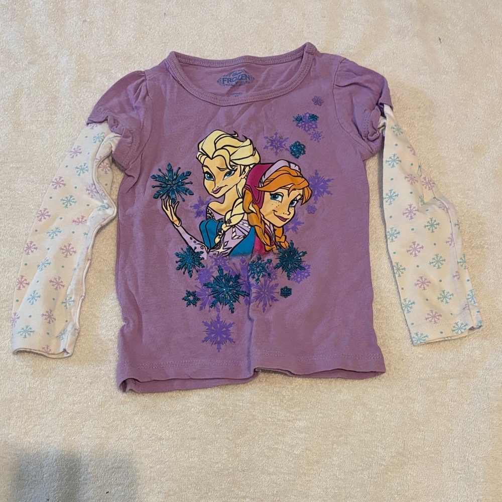 Disney Purple Frozen Elsa & Anna Layered-Look Long Sleeve Top